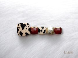 アニマル　牛柄ブラウンネイル