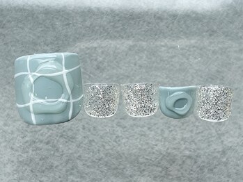 ネイルメゾン 天神店(NAIL MAISON)/ブルーチェックラメ¥7000