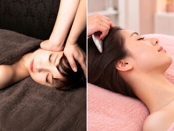 リラクゼーションサロン オーロラ(relaxation SALON Aurora)の写真/頭からほぐして速攻小顔♪【小顔矯正+ヘッドスパ+強炭酸×頭蓋骨かっさ★60分￥8900】だるさ＆疲れ顔解消◎