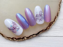 紫陽花とマグネットネイル