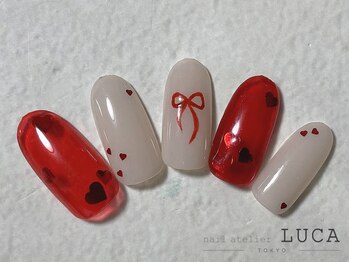 ネイルアトリエルカ(nail atelier LUCA)/R-55 ハート×リボンネイル