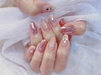 デコール 心斎橋(DECOR)/ピンクミラーハートネイル