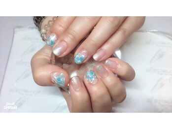 ネイルケアサロンエルミタージュ/夏カラー×フラワーネイル