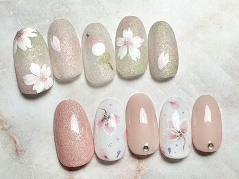 リノリコ 阿佐ヶ谷店(RinoRiko)の写真/トレンド満載♪ネイルで気分が上がる指先に【8種から選べる-桜-collection¥6980】