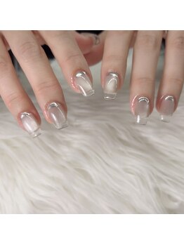 アートネイル ギャラリー(Art nail Gallery)/クリア×シルバーミラーネイル