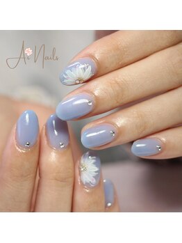 アイネイルズ(Ai nails)/ブルーフラワーネイル