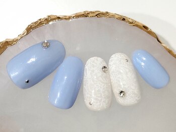 ミュゲットネイル(Muguet nail)/上品レース柄ネイル
