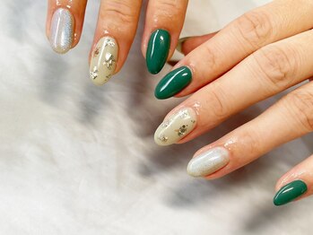 ネイルサロン イントゥ(into_)/ユニコーン　銀箔　ラメ