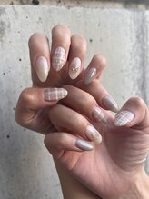 リリカネイル(Ririka nail)/チェック柄×シェル