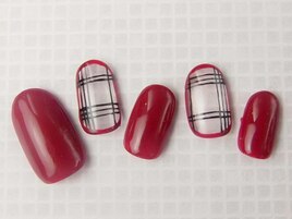 チェック秋ネイル