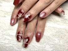 ジュリネイル(JULIE NAIL)/ボルドーチェック柄♪