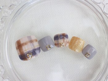 ネイルサロン あかねいろ/春夏 フットアート チェック