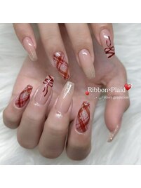 大人気♪秋チェック手書きリボン