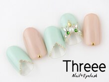 スリーネイルプラスアイラッシュ(Threee Nail+Eyelash)/変形Vフレンチ