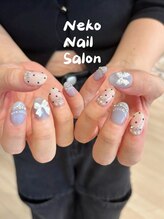 ネコ(Neko)/ドット　リボン　持ち込み　韓国