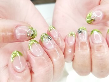 キープ ネイルサロン(KEEP)/ミラーフレンチ~グリーン~