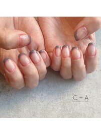 グレーフレンチ×ピンクライン