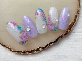 手書き紫陽花ネイル
