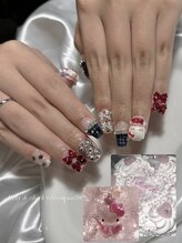 ルルシアン 代々木(luluchien)/キティ&チェックリボンネイル♪