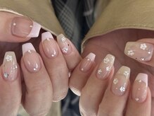 ラクエ(Laque)/パステルピンク フレンチ お花