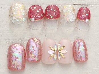 ノーネイル 川越(NO NAIL KAWAGOE)の写真/話題のdesign豊富!ニュアンスも【写真】新作11/1~冬先取り雪の結晶ネイル×オーロラビジュー¥4990♪川越駅