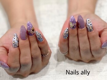 ネイルズアリー 立川店(Nails ally)/レオパード×バタフライ×秋冬