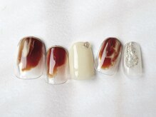 アイネイルズ 梅田店(I nails)/クリアブラウン秋デザイン¥7700