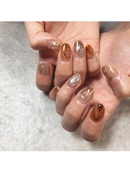 べっ甲 夏ネイル きらきら