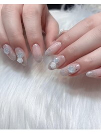 水色バラネイル