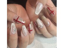 ブルー(Blue)/マグネットネイル／チェック