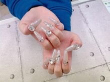 ネイル ビューティーマジック 葛西本店/ホワイトミラーロングネイル