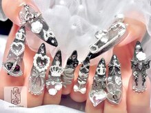 ネイルズガッシュ 武蔵小山店(NAILsGUSH)/モノクロシルバーネイル