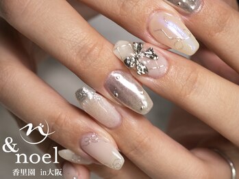 ノエル(Noel)/シルバーリボン×ホワイトネイル