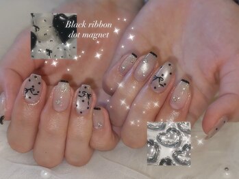 ルアナ(LUANA)/大人気!黒リボンネイル