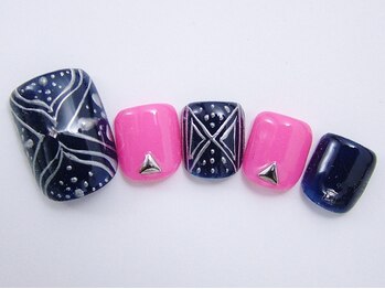 ネイルサロン ドレリッチ 大宮店(drerich)/シルバーラインアートピンク