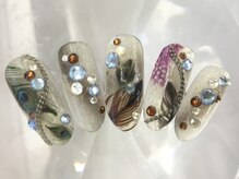ラリュールネイル(L'Allure nail)/クール系フェザーネイル☆￥9200