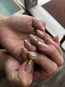 イーネイル(e-NAIL)/オーロラ×ミラーフレンチ