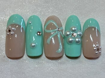 リボン　パール　パステル