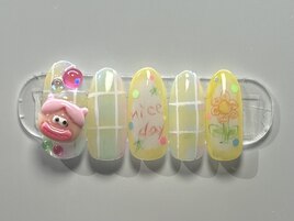 春デザイン/チェック/手描き