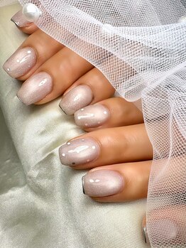 S. Nails【フィルイン/長さだし/マグネット/ニュアンス/フット/ハンドケア】/マグ＋極細フレンチ＋ドット
