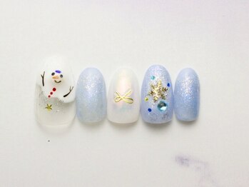 ぷっくり雪だるまネイル初¥7500