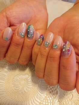 ネイル アンド ボディ ローサ(ROSA)/ラメベージュ＋マルチマーブル