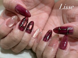 秋のボルドー×チェック