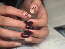 アース コアフュールボーテ 富山婦中店(EARTH coiffure beaute)/リボン×チェックネイル