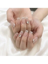 ガラスフレンチ/ラメネイル