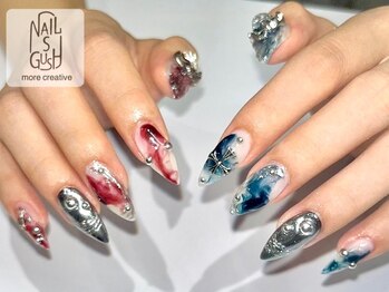 ネイルズガッシュ 武蔵小山店(NAILsGUSH)/強めピアスネイル/フィルイン