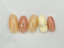 シード(Seed)/上品オレンジネイル9900円/星