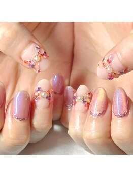 プリズムネイル(Prism Nail)/ぷっくりリボン&フラワー