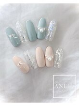 アネラ(ANELA)/リボン＆パール＆ラメネイル