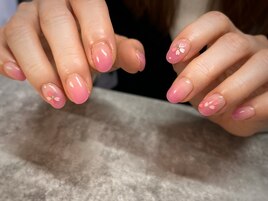 ピンクグラデ+桜ホロネイル